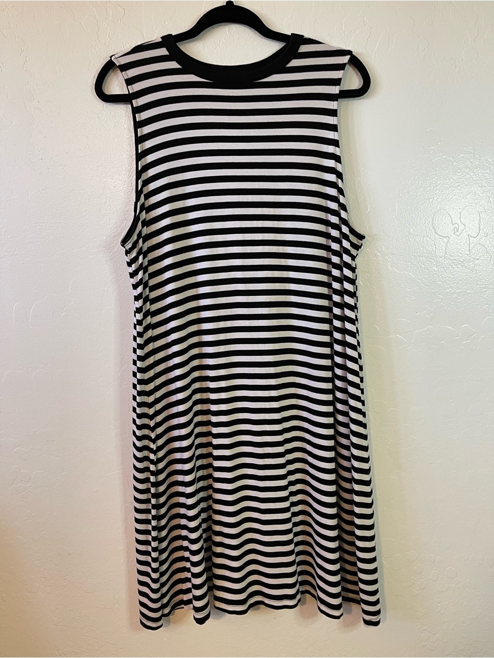 Time and Tru Black and White Striped Midi Tank Dress